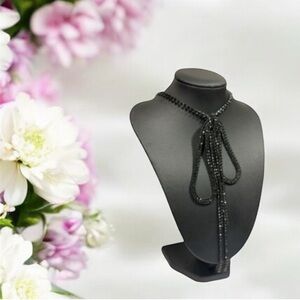 Bow Knot Black Stone Necklace
